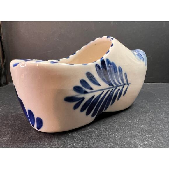Vintage Blue White Delft Style Ceramic Dutch Clog Souvenir Trinket Dish 4" - Picture 5 of 11